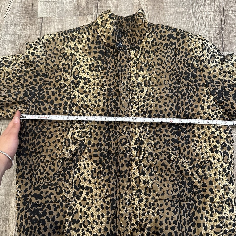 Glitzy Rags Vintage Leopard Print Puff Jacket Buttons Pockets USA Womens Size S - Picture 2 of 13